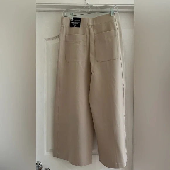 JNY Jones New York Light Tan Crop Wide Leg Pants - Size L - Picture 3 of 10